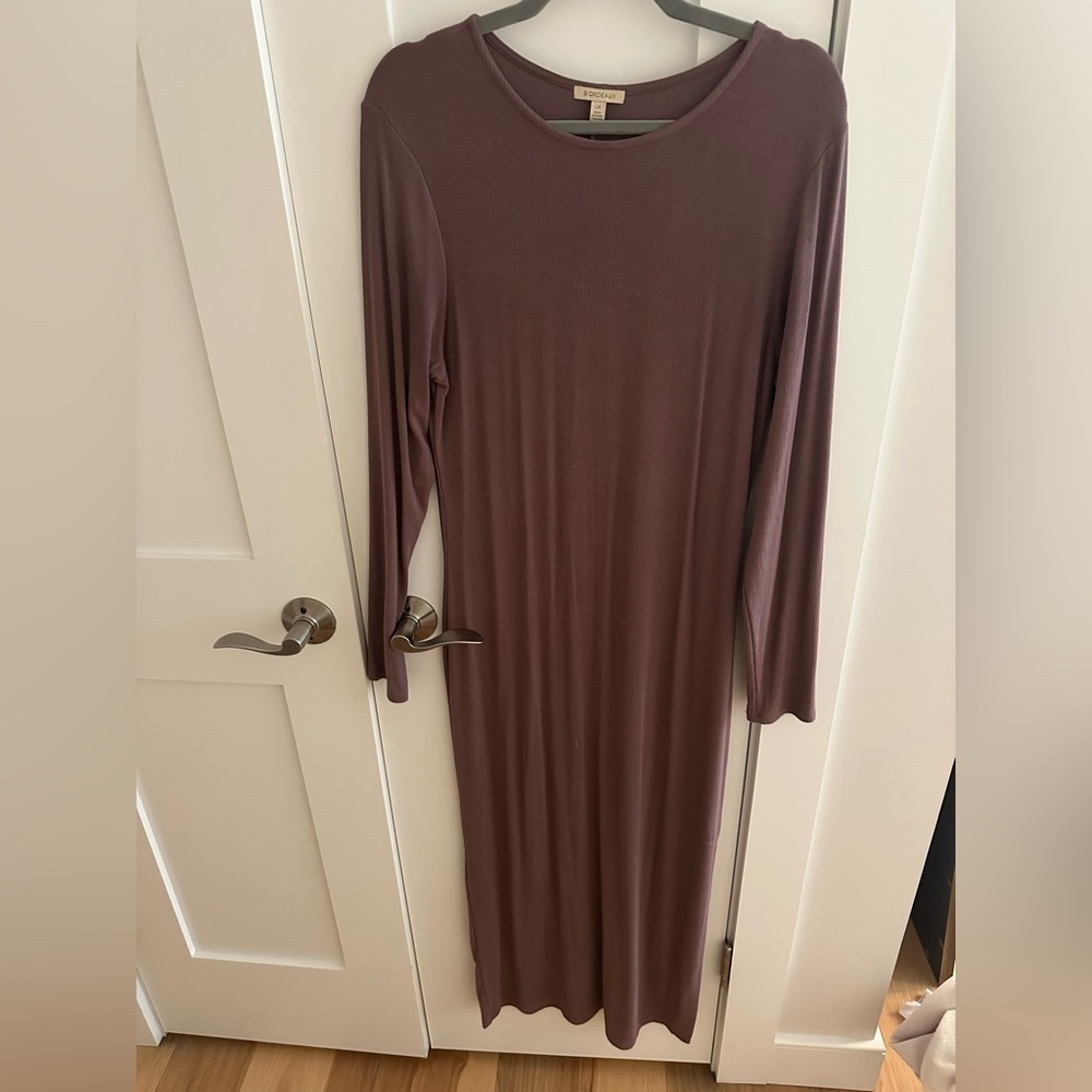 Bordeaux (Anthro) Ribbed Knit Maxi Dress – Mauve – Large